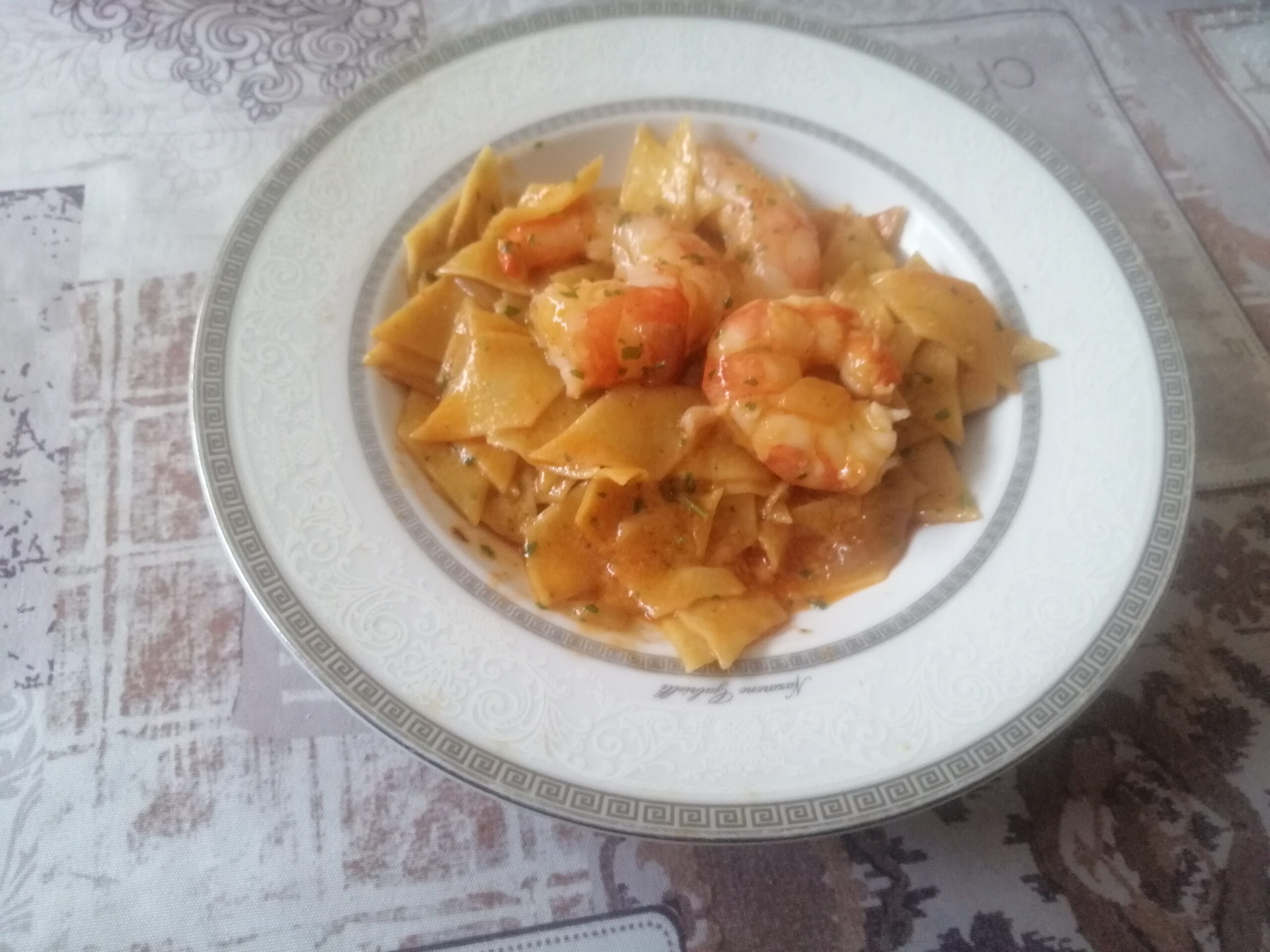 Maltagliati risottati ai gamberi