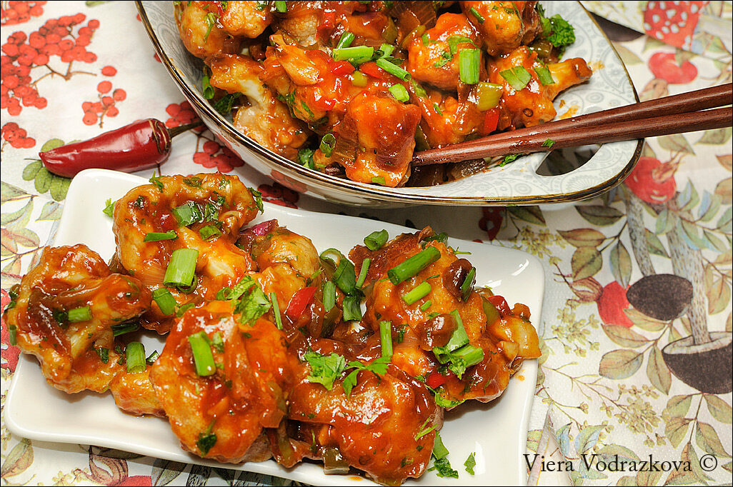 Manchurian gobi cavolfiore in salsa piccante