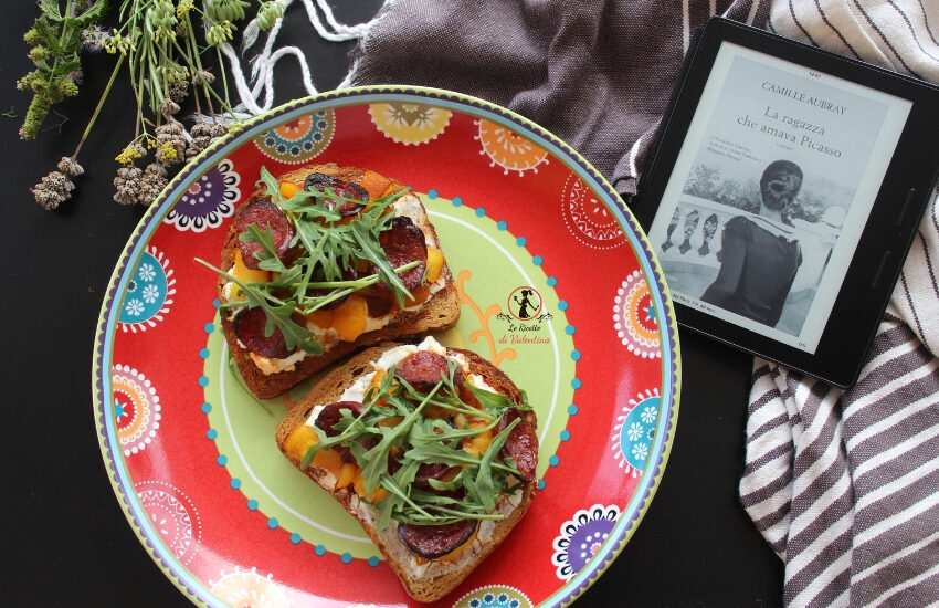 Mangia cio` che leggi 123: tartines con chorizo, chévre e peperoni arrostiti, ispirate da “la ragazza che amava picasso” di camille aubray