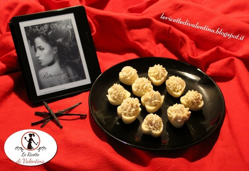 Mangia cio’ che leggi 84: cestini di cioccolato bianco con crema alla vaniglia (senza uova) da ritrovarti ancora di estelle hunt
