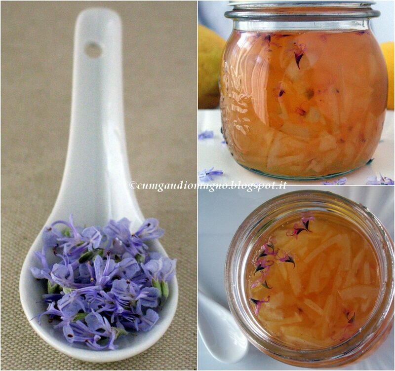 Marmellata di limoni all’inglese con fiori di rosmarino