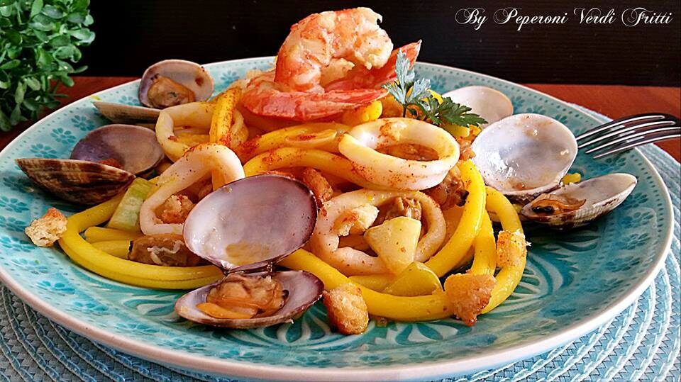 Matriciani orto mare e briciole di pane fritto
