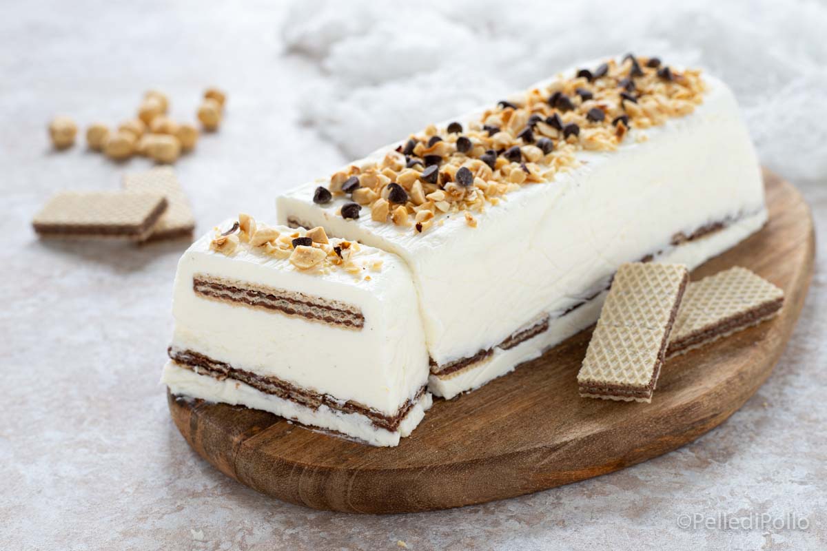 Mattonella semifreddo con wafer e crema alla vaniglia