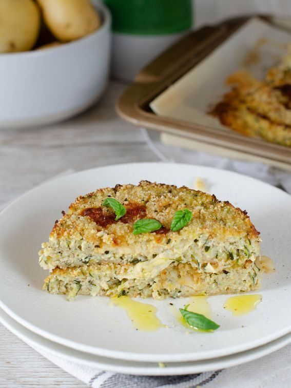 Medaglioni di ricotta e zucchine al forno con cuore morbido