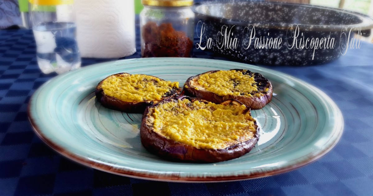 Melanzane grigliate e crema di peperone