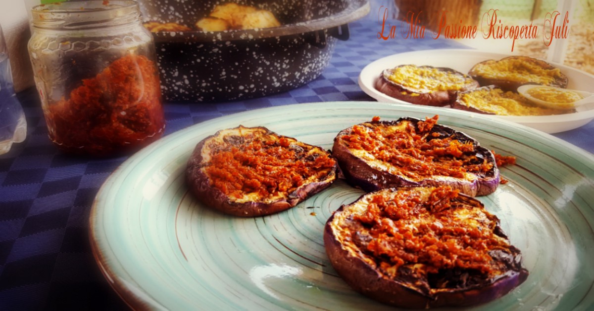 Melanzane grigliate e pesto di pomodori secchi