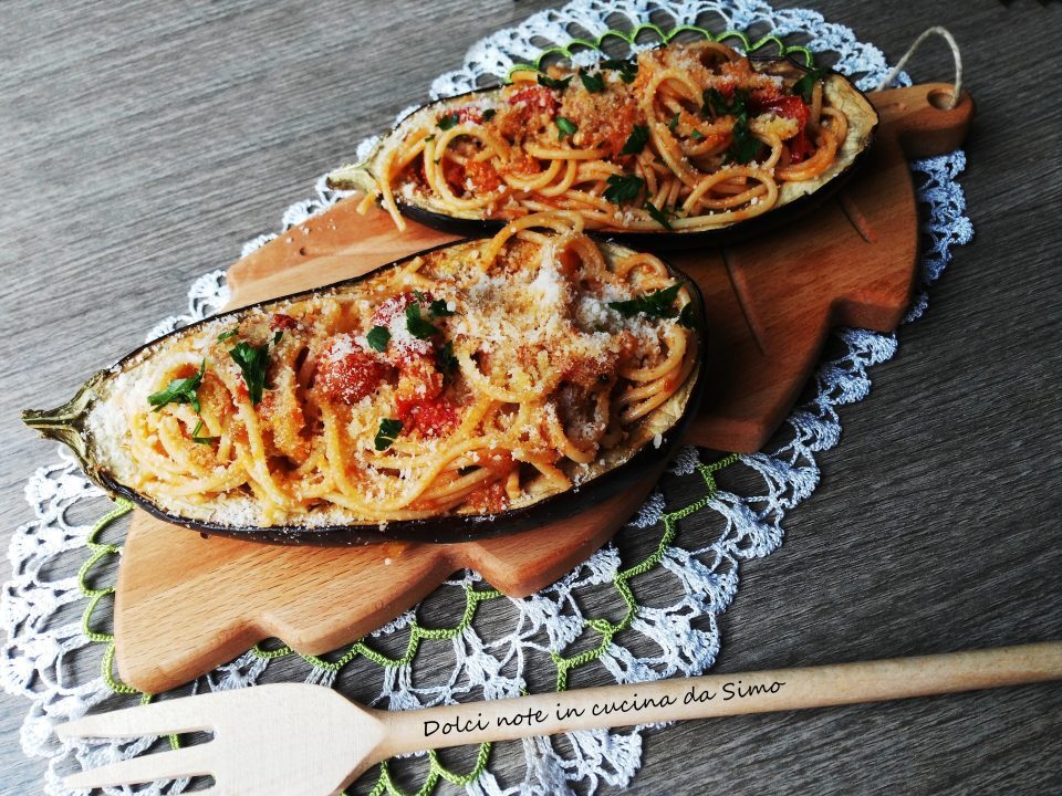 Melanzane ripiene di spaghetti