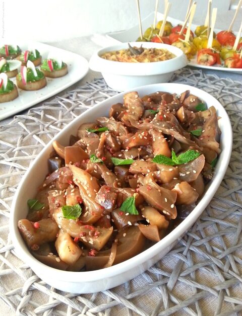 Melanzane viola al pepe rosa e menta