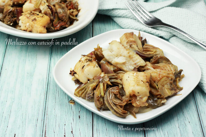 Merluzzo con carciofi in padella