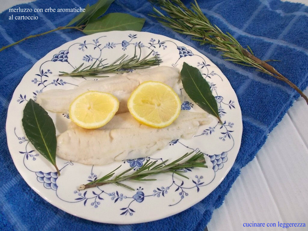Merluzzo con erbe aromatiche al cartoccio