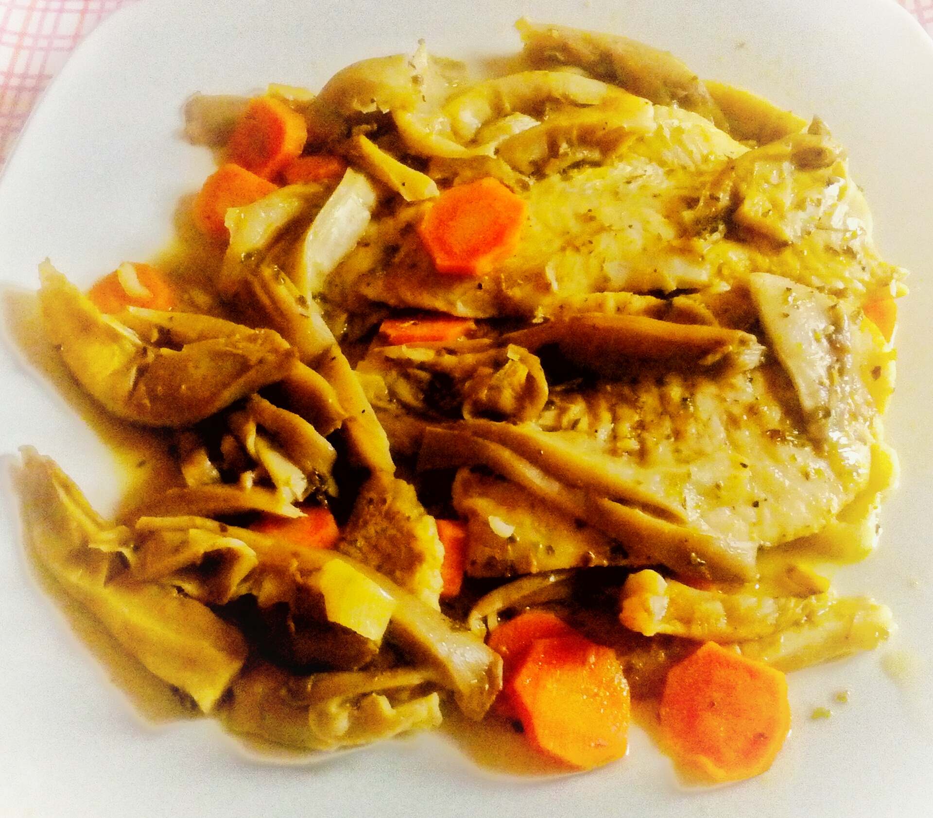 Merluzzo con funghi e curry al microonde
