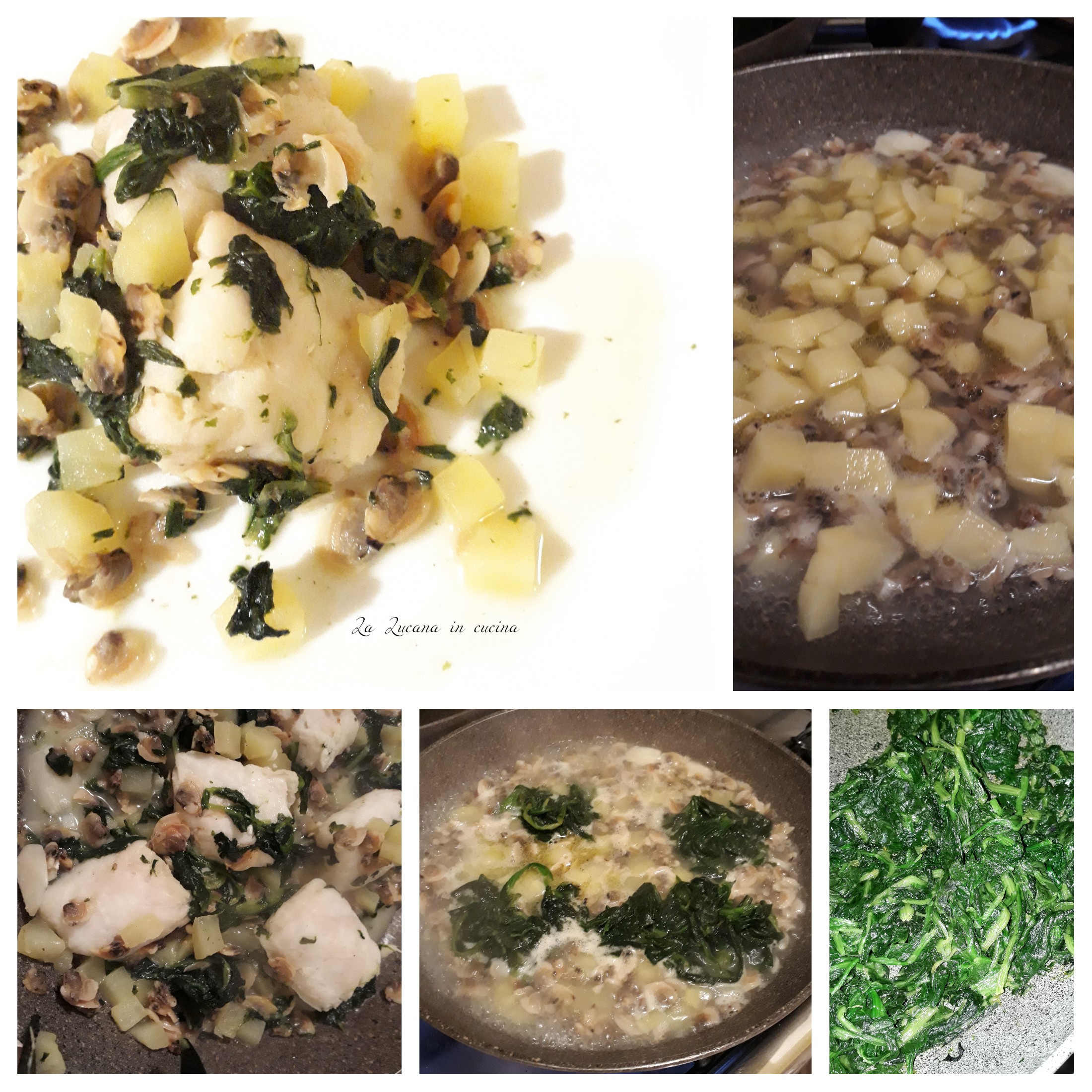Merluzzo con vongole, cicoria e patate