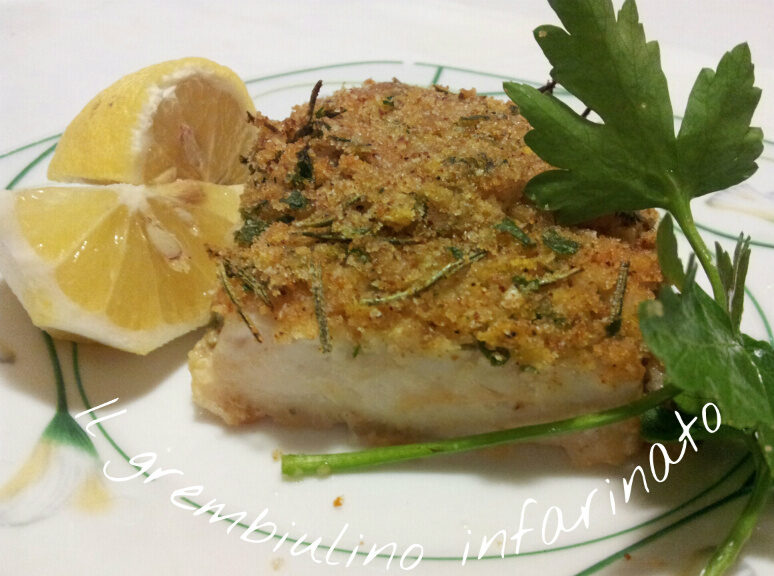 Merluzzo gratinato alle erbe aromatiche.