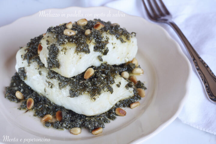 Merluzzo in padella con pesto di salvia