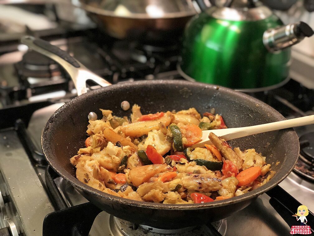 Merluzzo in padella con verdure
