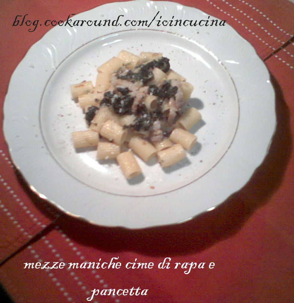 Mezze maniche con cime di rapa e pancetta