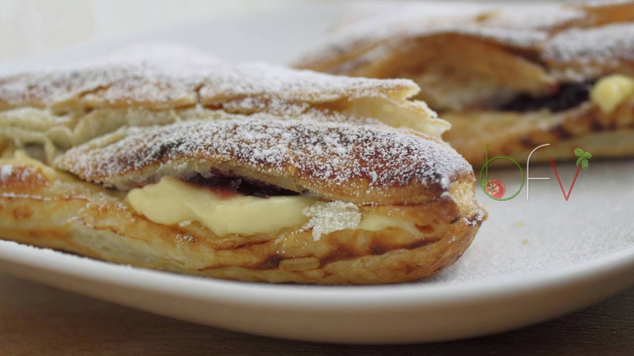Millefoglie con crema e ciliegie; bigne’ con ricotta e gocce di cioccolato [videoricetta]