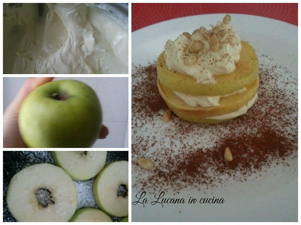 Millefoglie di mela con crema chantilly e pinoli