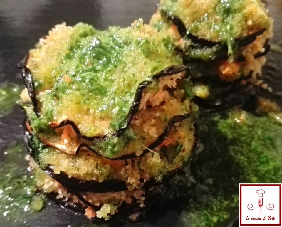 Millefoglie di melanzana con salmone