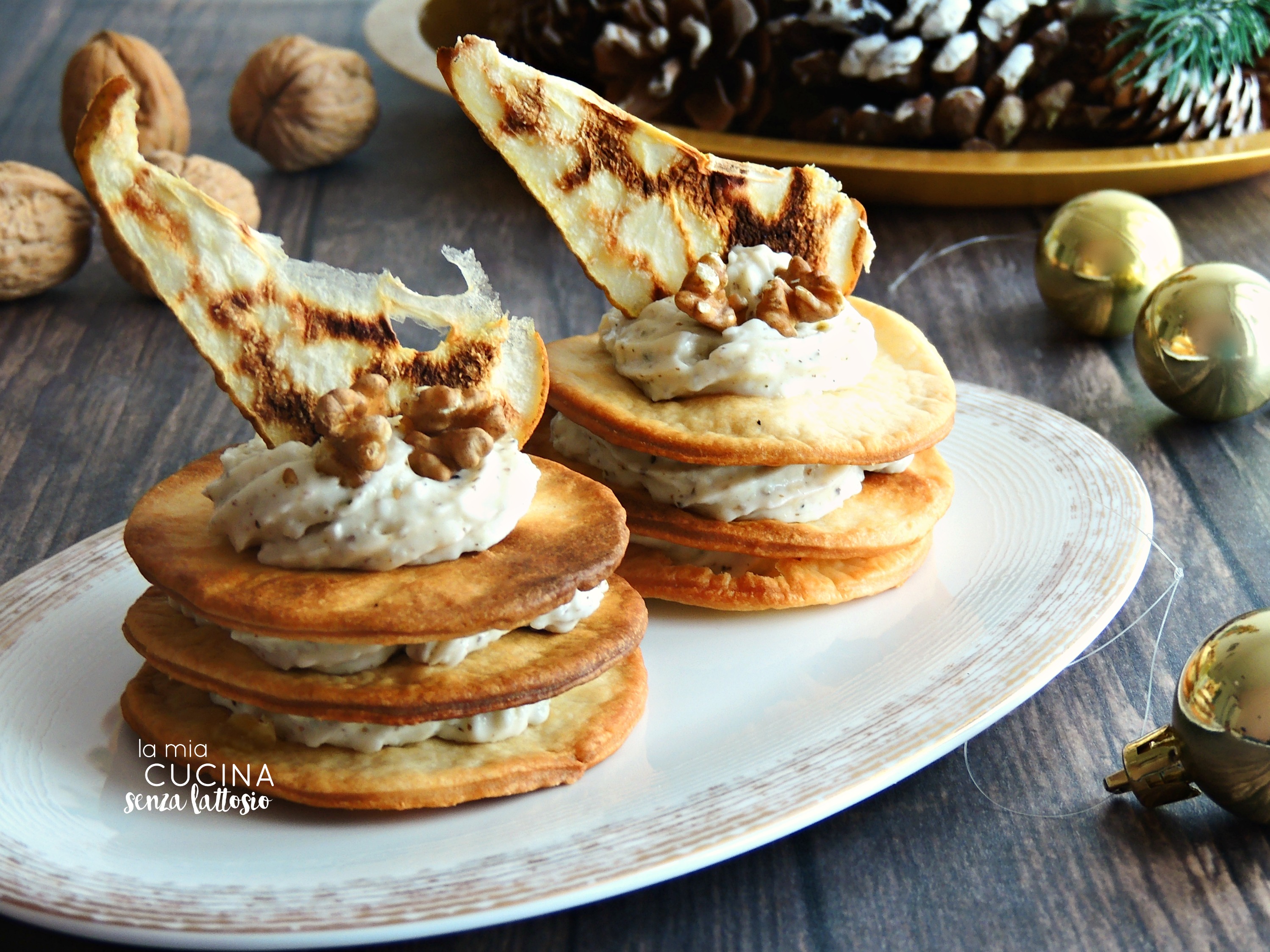 Millefoglie gorgonzola, noci e pere – senza lattosio