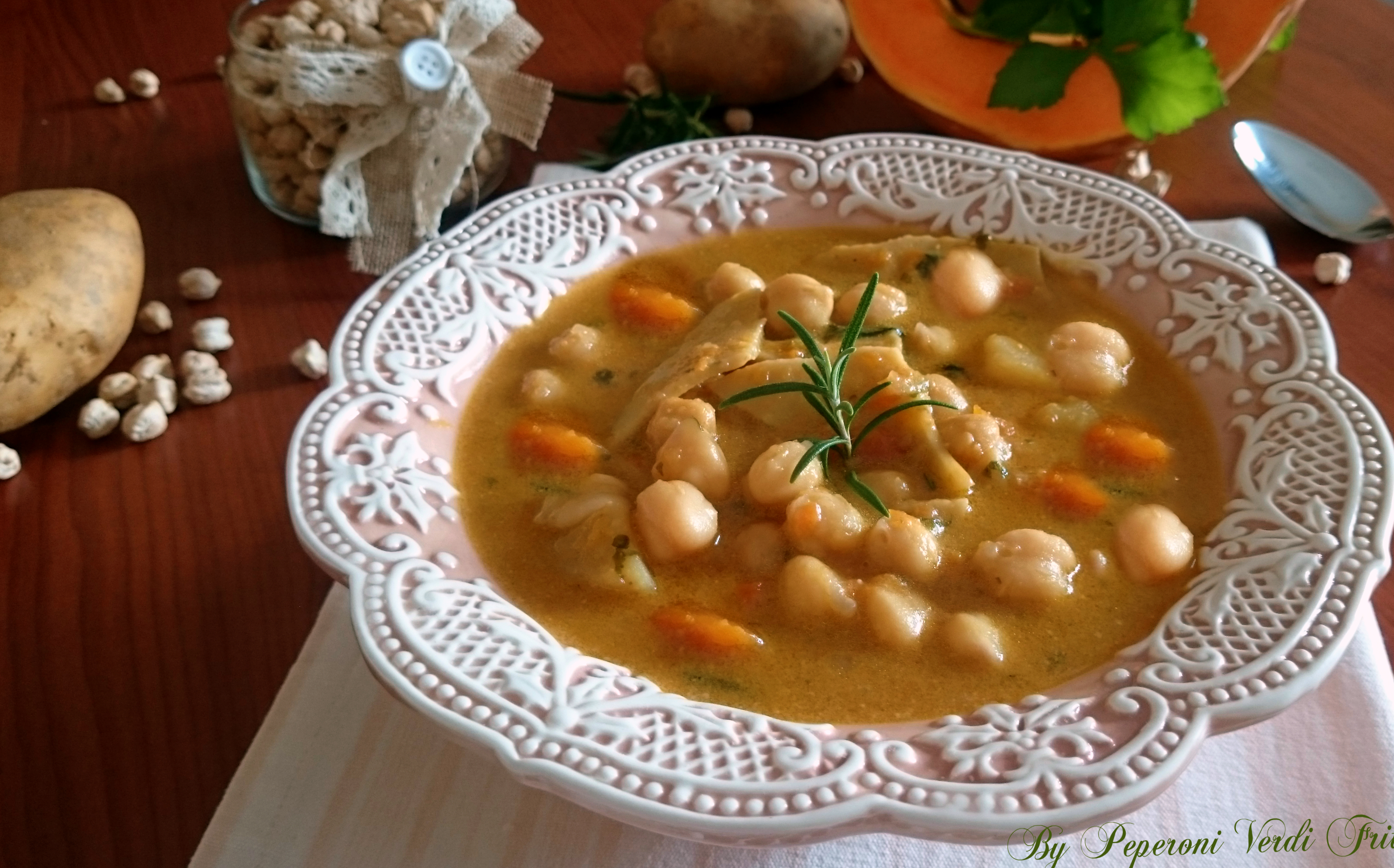 Minestra con ceci , zucca e maltagliati home made