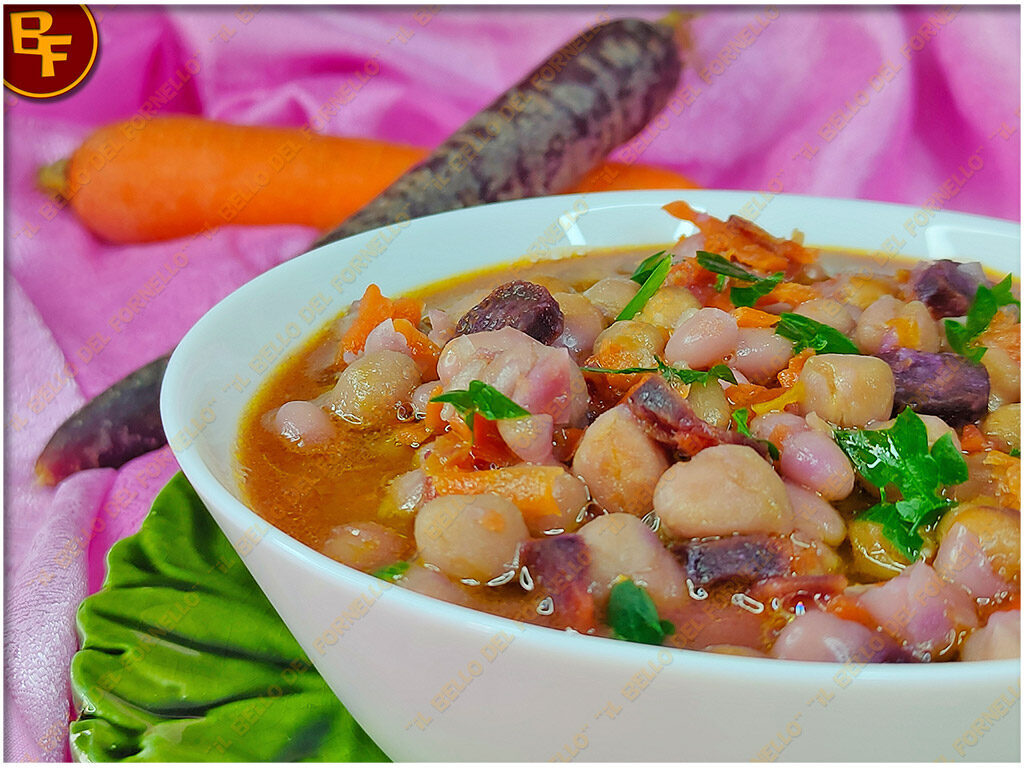 Minestrone di ceci fagioli e carote