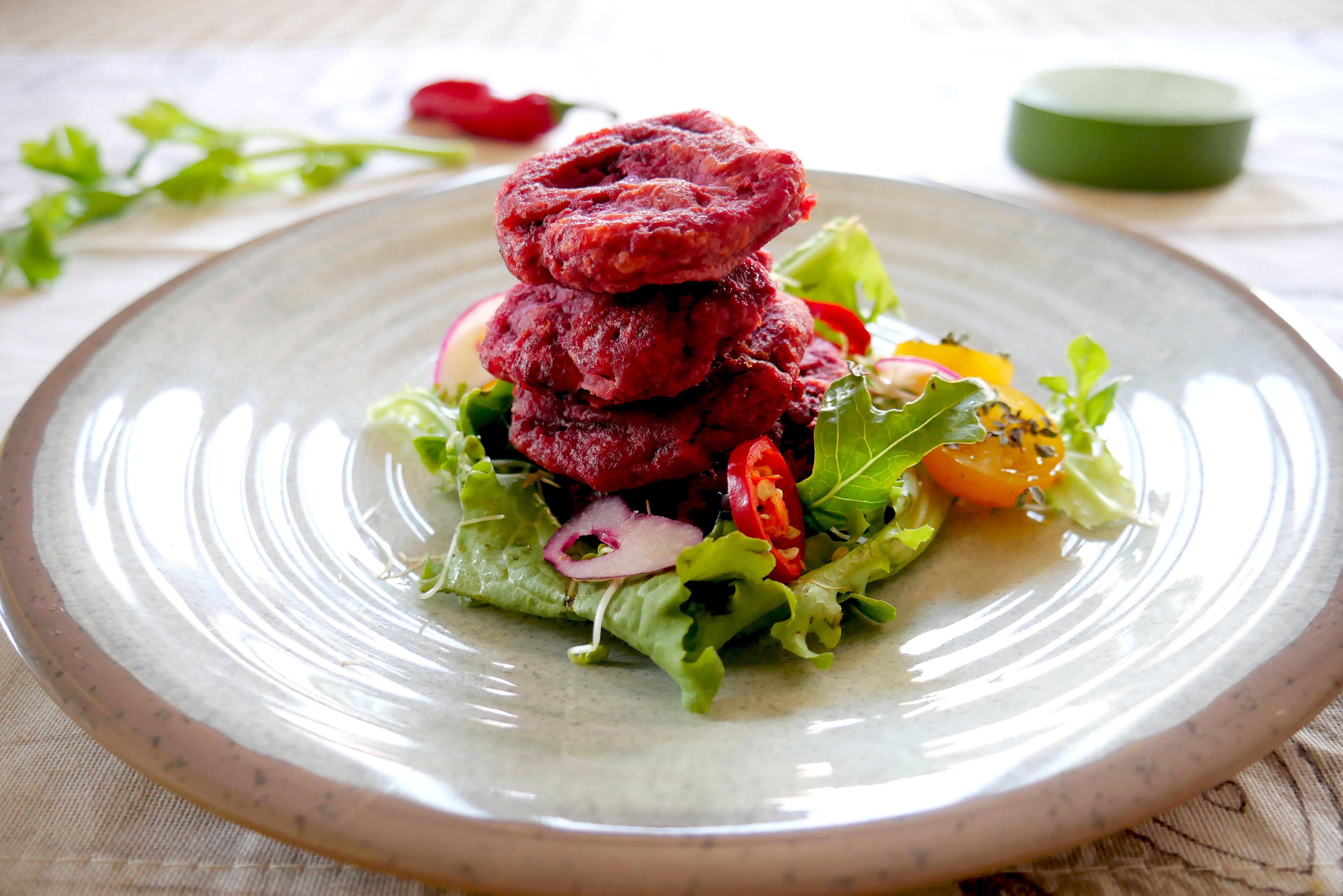 Mini burger di borlotti e rape rosse