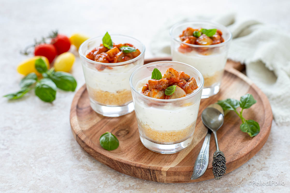 Mini cheesecake salate con melanzane