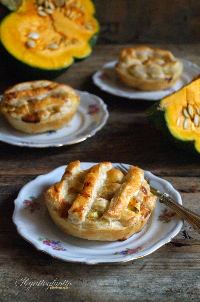 Mini quiche zucca, porri ed emmentaler