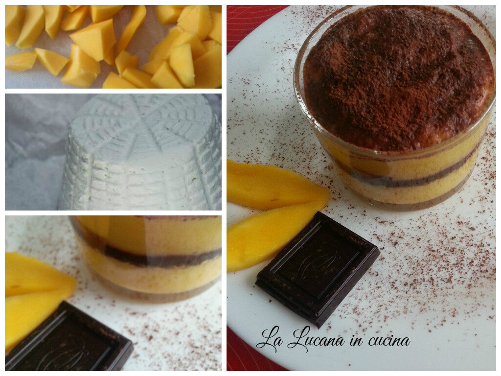 Mousse di mango e fondente, senza uova e panna