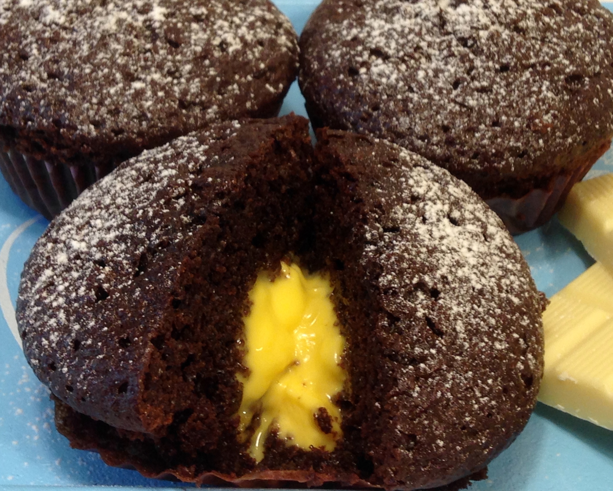 Muffin al cioccolato cuor di crema al cioccolato bianco