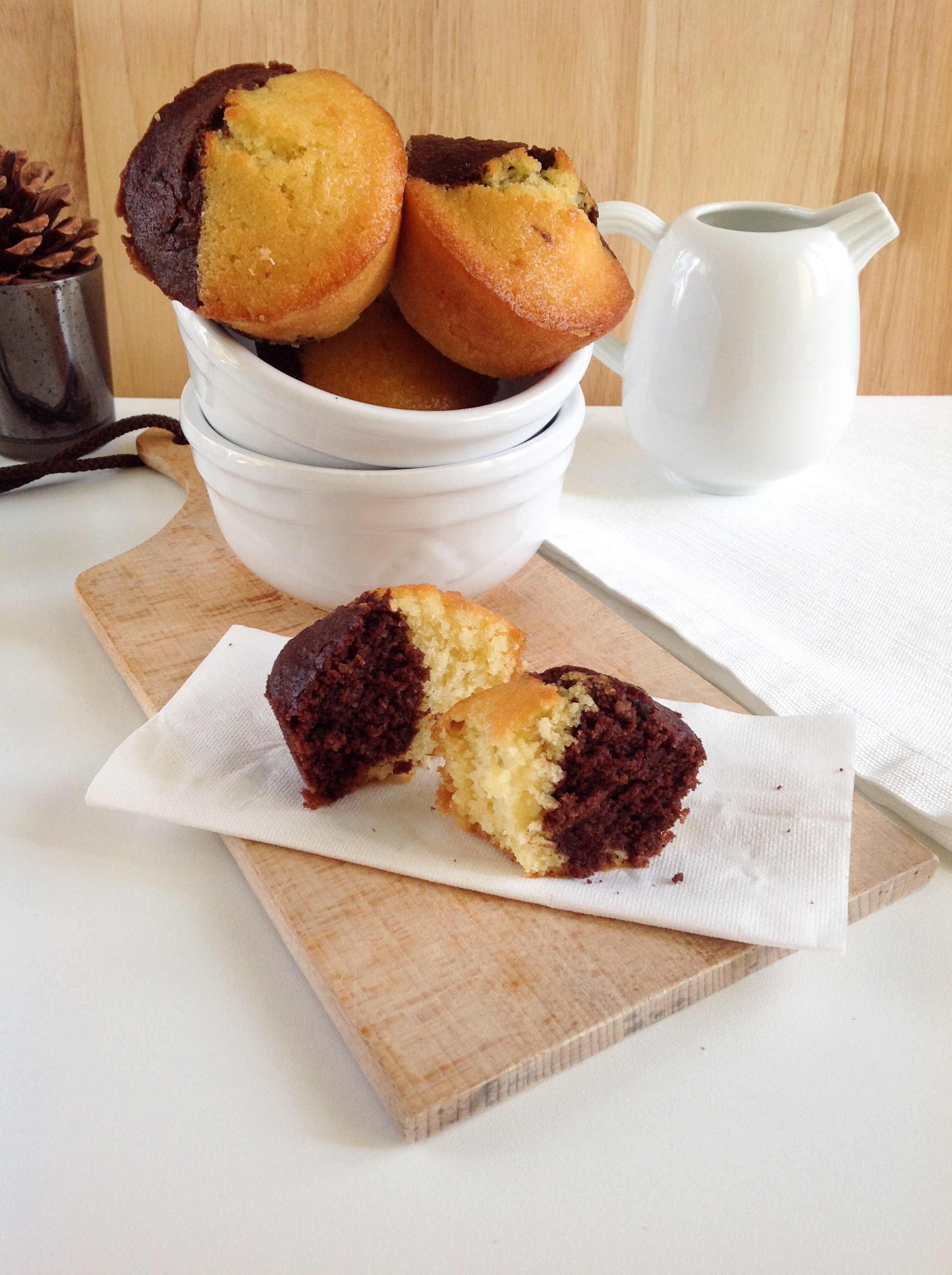 Muffin bicolor al cocco e cioccolato
