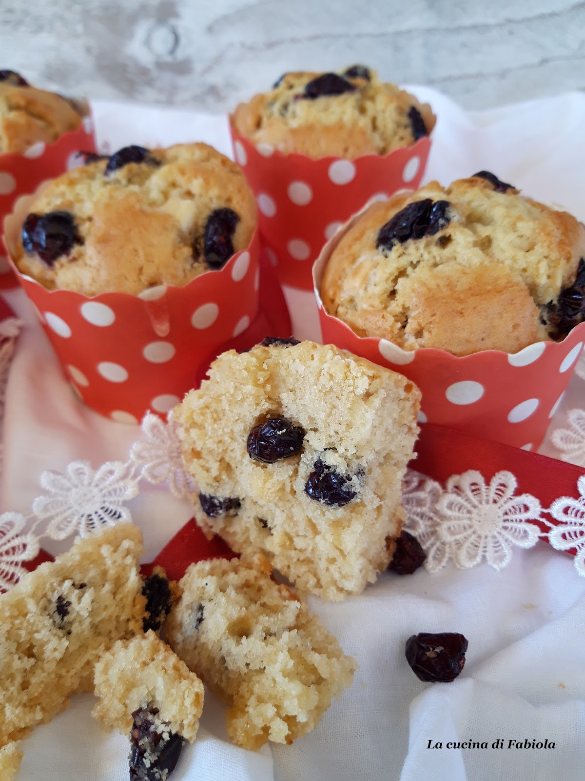 Muffin cioccolato bianco e mirtilli rossi