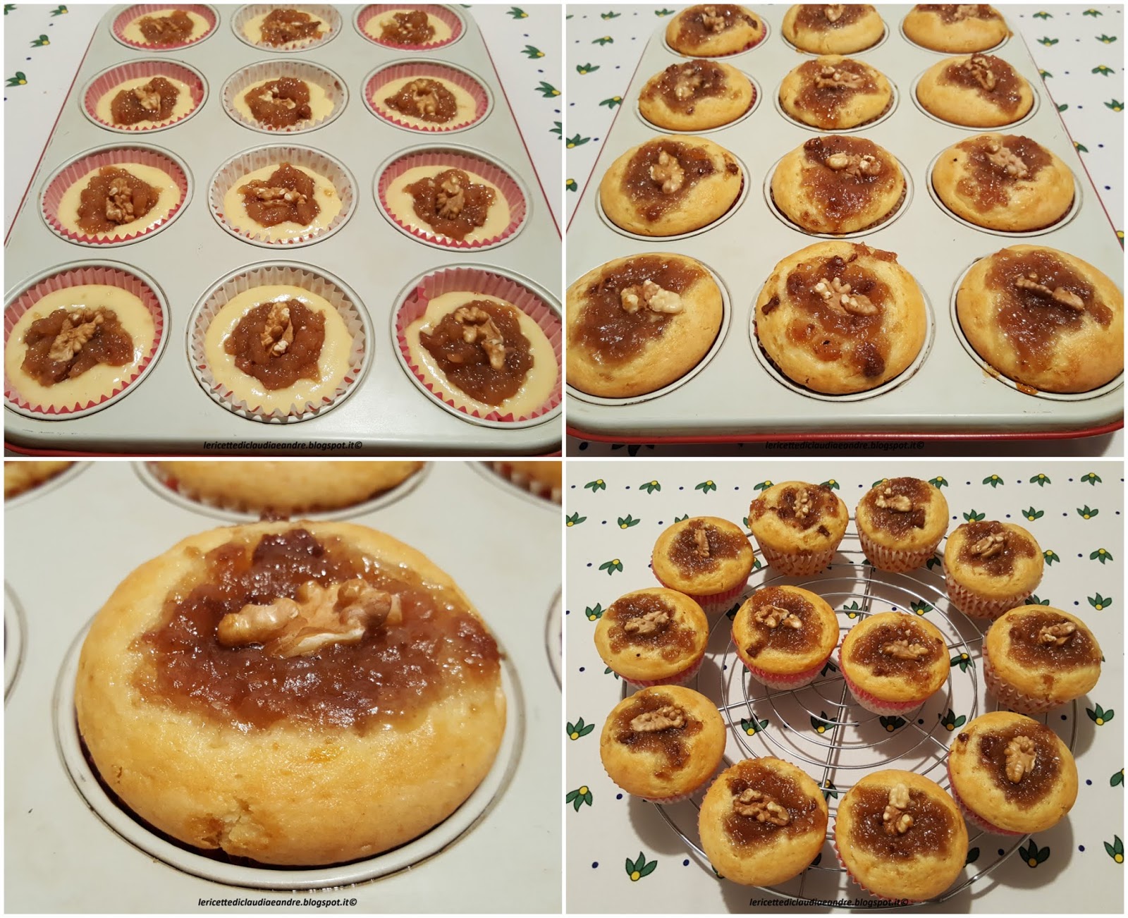 Muffin con marmellata di pere e noci