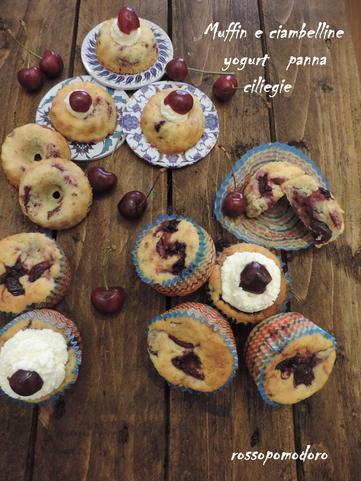 Muffin e ciambelline, yogurt panna ciliegie