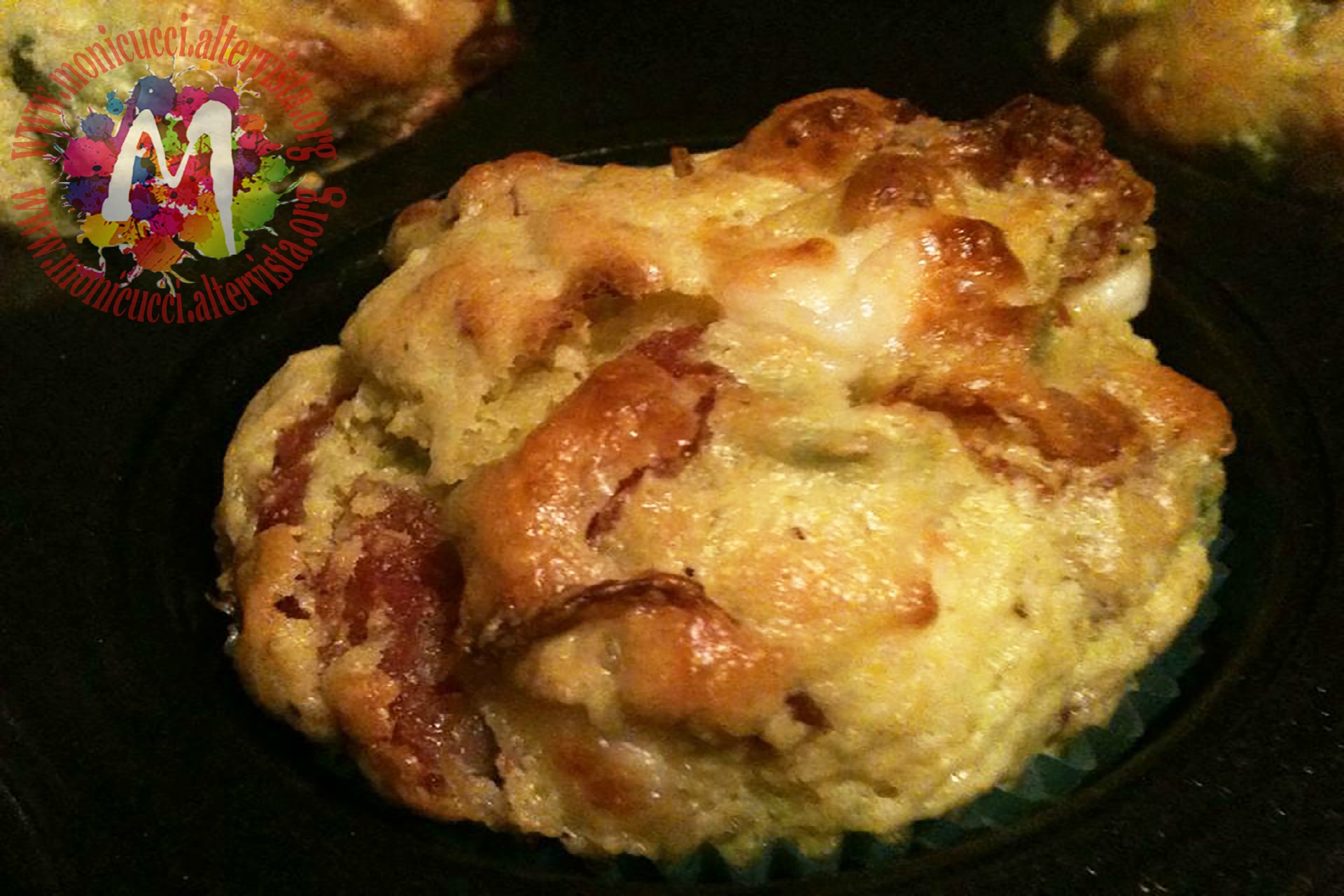 Muffin salati con fave, salame e pecorino