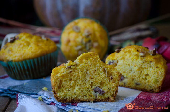 Muffin salati zucca pancetta e nocciole