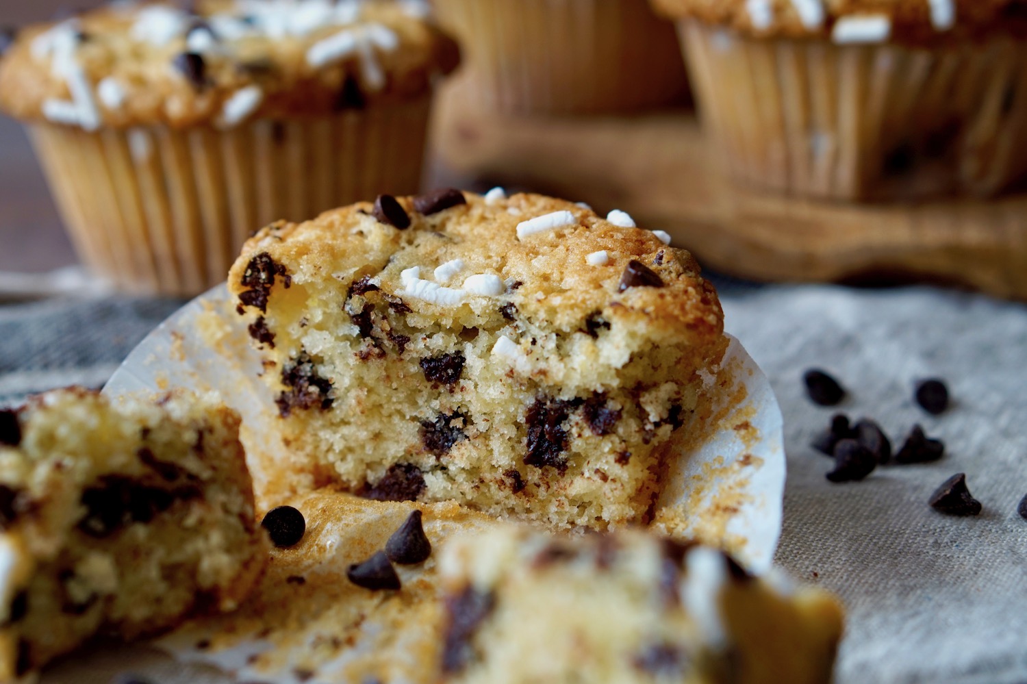 Muffin senza bilancia con gocce di cioccolato