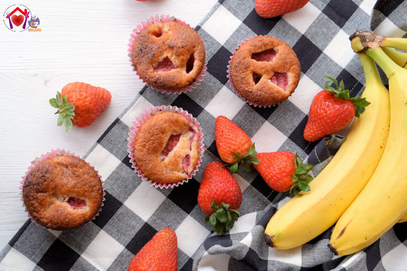 Muffin vegani banana e fragole