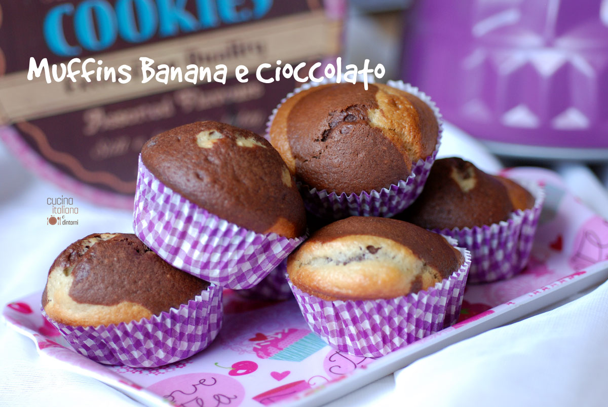 Muffins alla banana e cioccolato