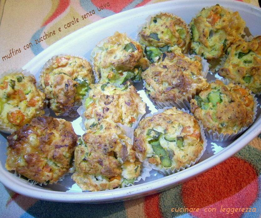 Muffins con zucchine e carote senza uova