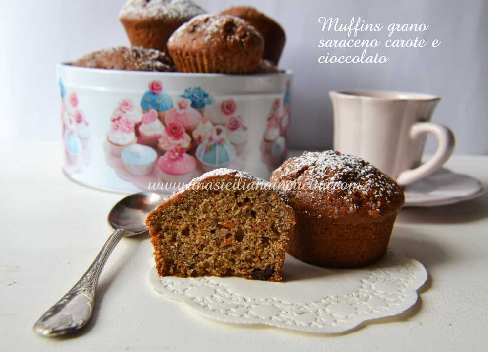 Muffins grano saraceno carote e cioccolato