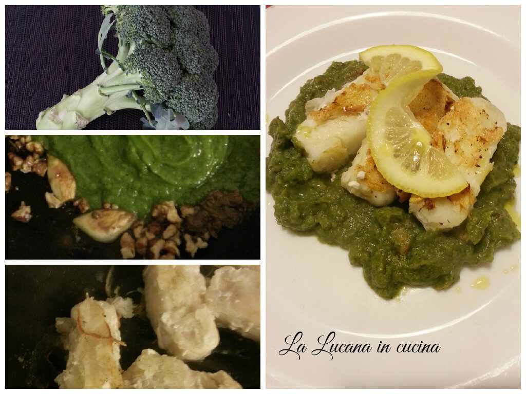 Nasello alla piastra su crema di broccoli e noci