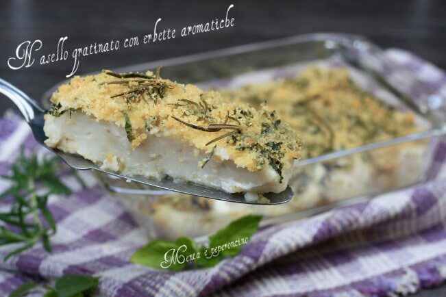 Nasello gratinato con erbette aromatiche