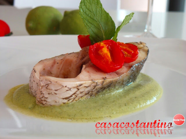 Ombrina su crema di zucchine