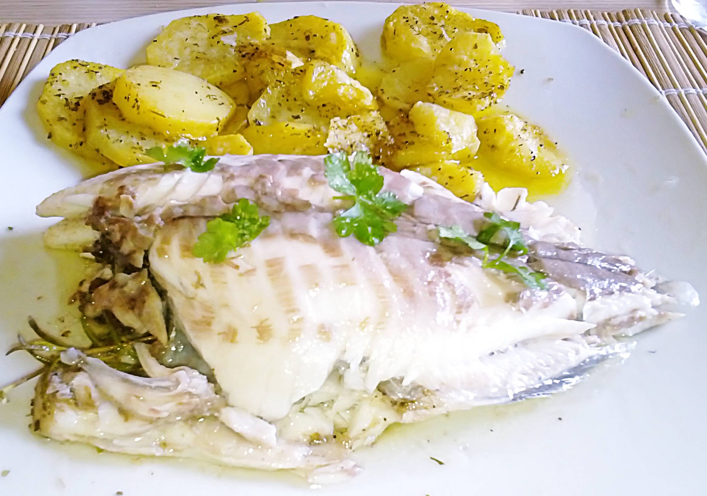 Orata con patate al microonde