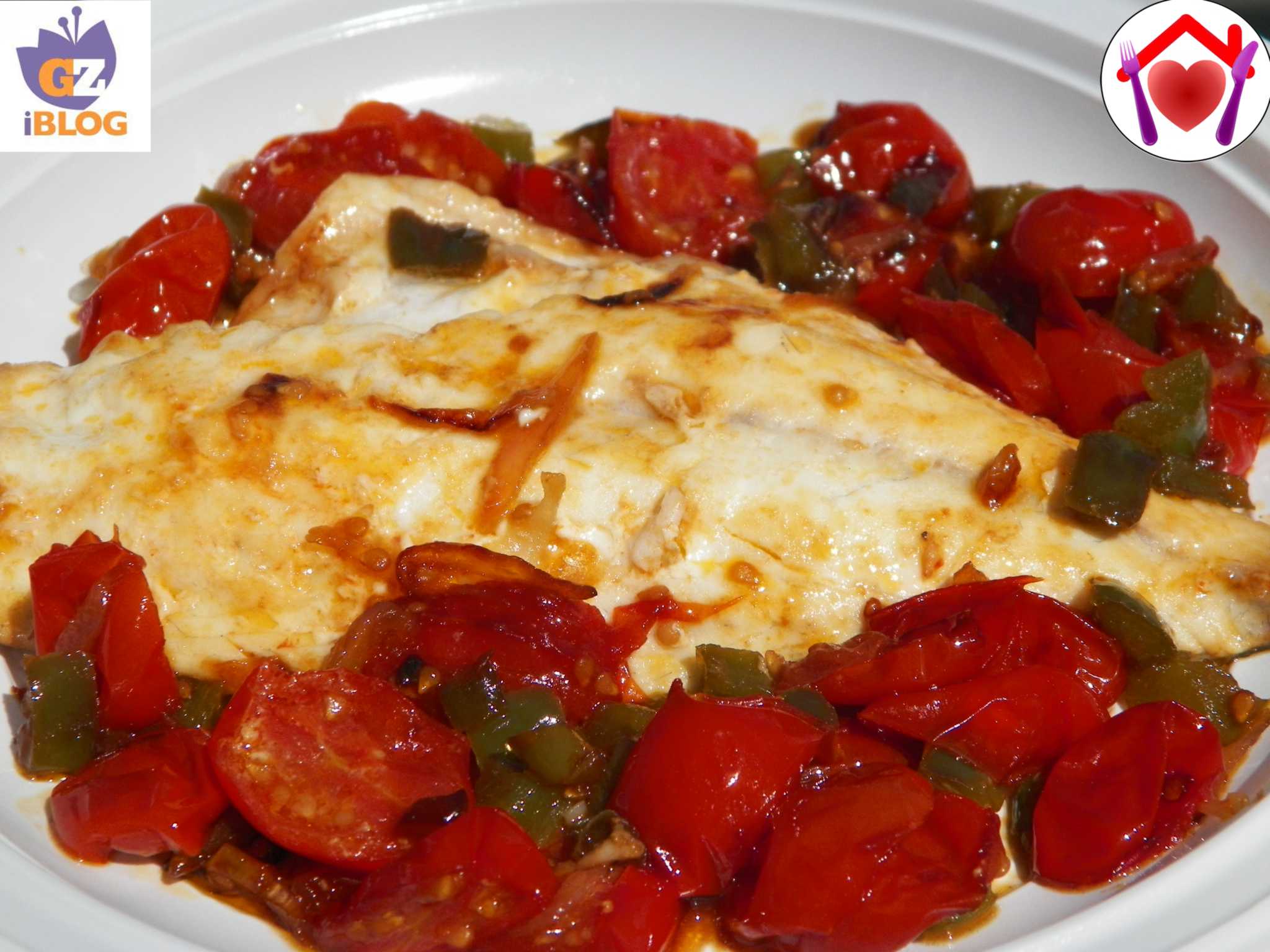 Orata con pomodori e peperoni agrodolci