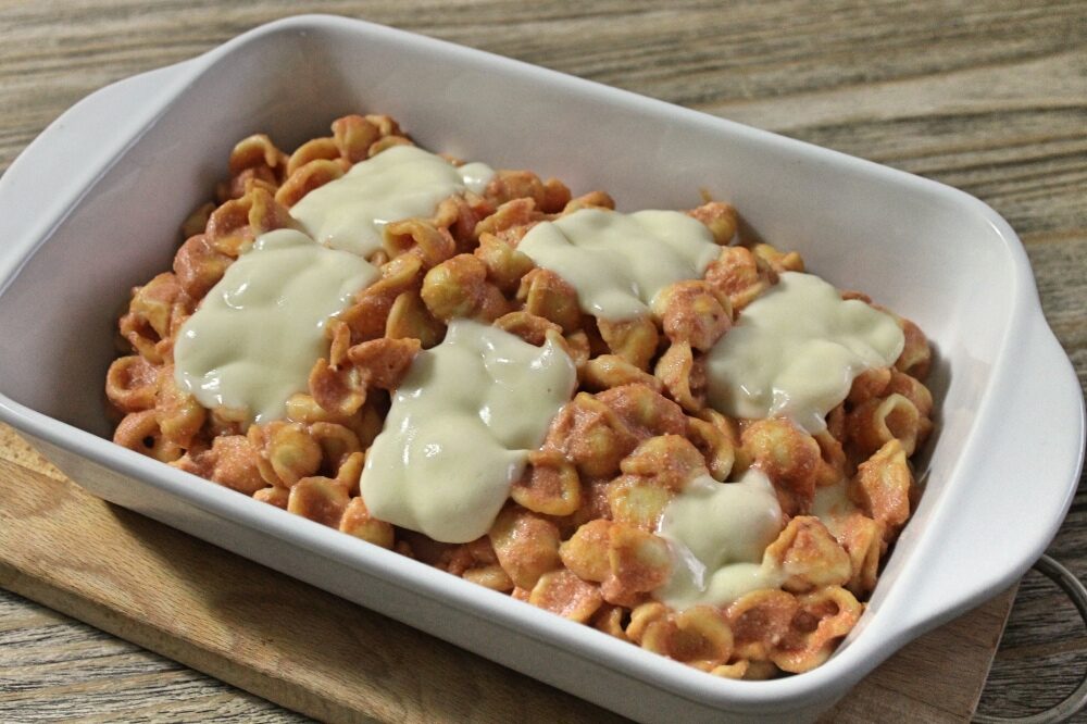 Orecchiette al forno con ricotta, pomodoro e mozzarella