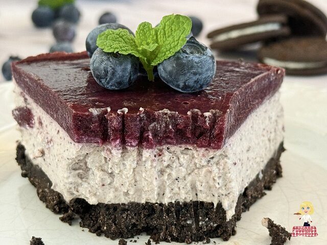 Oreo cheesecake con mirtilli