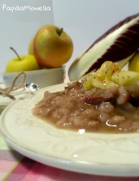 Orzetto al radicchio e topping croccante